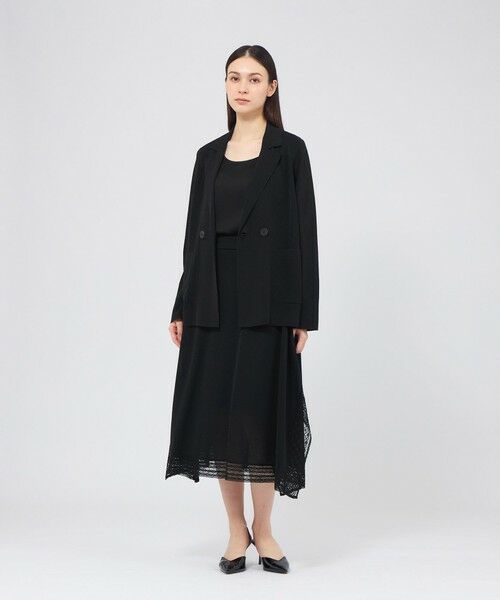 EPOCA / エポカ ノーカラージャケット | シアーコットンナイロン ダブルブレストニットジャケット | 詳細4