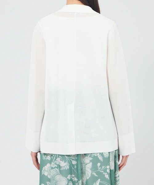 EPOCA / エポカ ノーカラージャケット | シアーコットンナイロン ダブルブレストニットジャケット | 詳細7