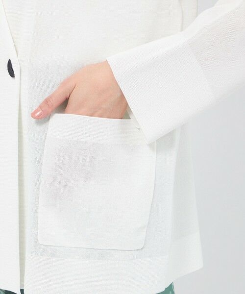EPOCA / エポカ ノーカラージャケット | シアーコットンナイロン ダブルブレストニットジャケット | 詳細8