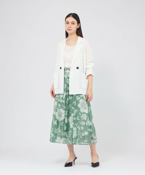 EPOCA / エポカ ノーカラージャケット | シアーコットンナイロン ダブルブレストニットジャケット | 詳細2