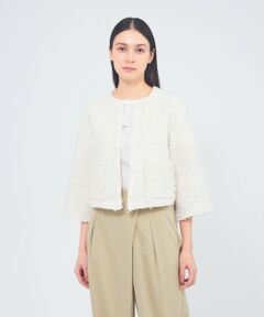 EPOCA / エポカ ノーカラージャケット | ミックスツイード ニットジャケット