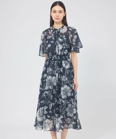 EPOCA / エポカ ロング・マキシ丈ワンピース | シアーフローラルプリント シャーリングワンピース