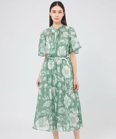 EPOCA / エポカ ロング・マキシ丈ワンピース | シアーフローラルプリント シャーリングワンピース