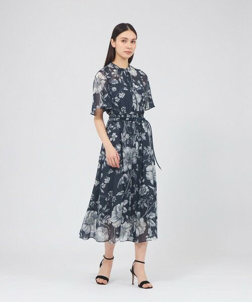 EPOCA / エポカ ロング・マキシ丈ワンピース | シアーフローラルプリント シャーリングワンピース | 詳細1