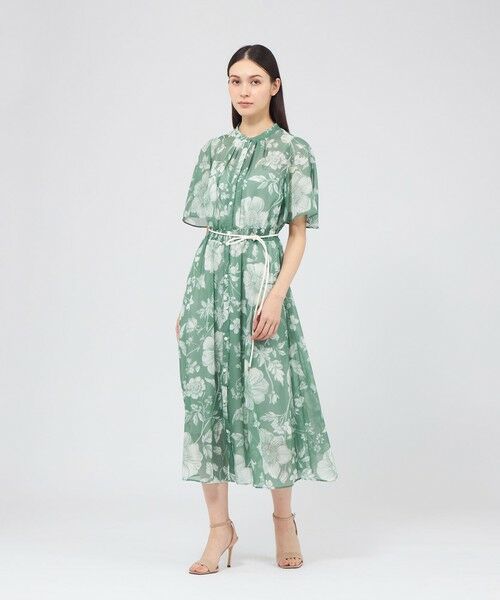 EPOCA / エポカ ロング・マキシ丈ワンピース | シアーフローラルプリント シャーリングワンピース | 詳細2