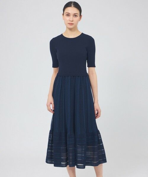 EPOCA / エポカ ロング・マキシ丈ワンピース | シアーコットンナイロン ニットワンピース（ネイビー2）