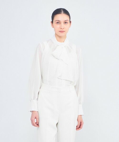 EPOCA / エポカ シャツ・ブラウス | エアリーシフォン プリーツブラウス（ホワイト1）