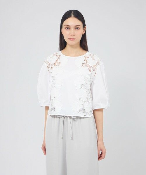 EPOCA / エポカ シャツ・ブラウス | カットレースコンビ タックスリーブブラウス（ホワイト1）