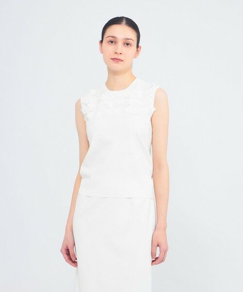 EPOCA / エポカ ニット・セーター | シルクシフォンコンビ ニットプルオーバー（ホワイト1）