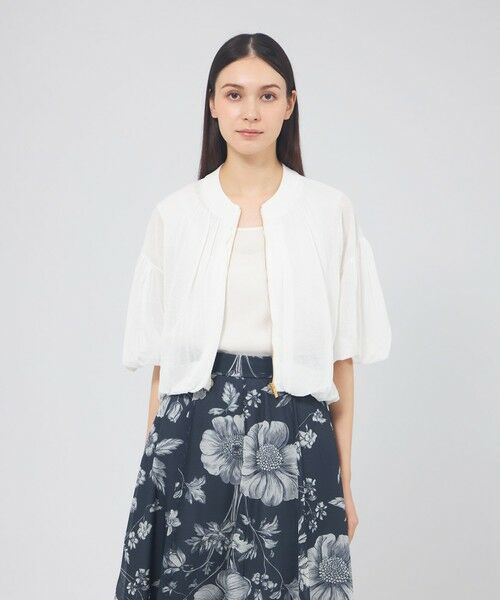 EPOCA / エポカ ニット・セーター | シアーコットンナイロン ショートニットブルゾン（ホワイト1）