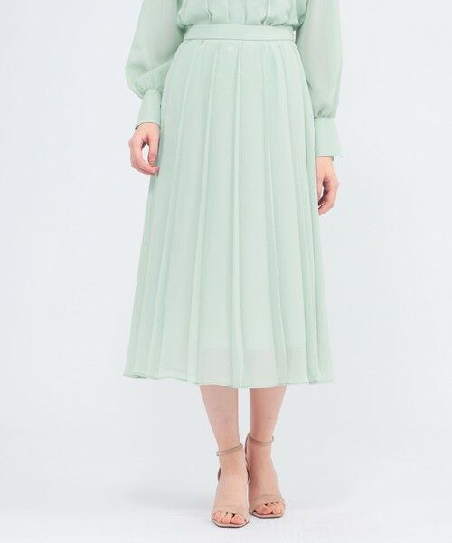 EPOCA / エポカ ロング・マキシ丈スカート | エアリーシフォン プリーツスカート（グリーン3）