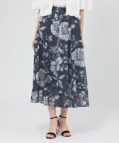 EPOCA / エポカ ロング・マキシ丈スカート | シアーフローラルプリント フレアスカート