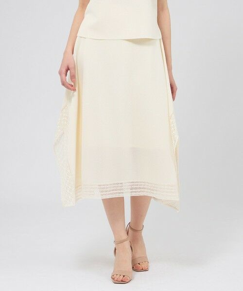 EPOCA / エポカ ロング・マキシ丈スカート | コイルレースコンビニット イレギュラーヘムスカート（オフホワイト1）