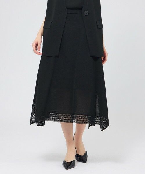 EPOCA / エポカ ロング・マキシ丈スカート | コイルレースコンビニット イレギュラーヘムスカート（ブラック1）