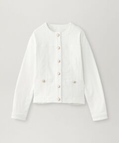 EPOCA / エポカ ノーカラージャケット | 【EPOCA STORIA】ノーカラーデニムジャケット(ホワイト)《WEB＆EPOCA THE SHOP店舗限定》