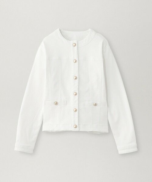 EPOCA / エポカ ノーカラージャケット | 【EPOCA STORIA】ノーカラーデニムジャケット(ホワイト)《WEB＆EPOCA THE SHOP店舗限定》（ホワイト1）