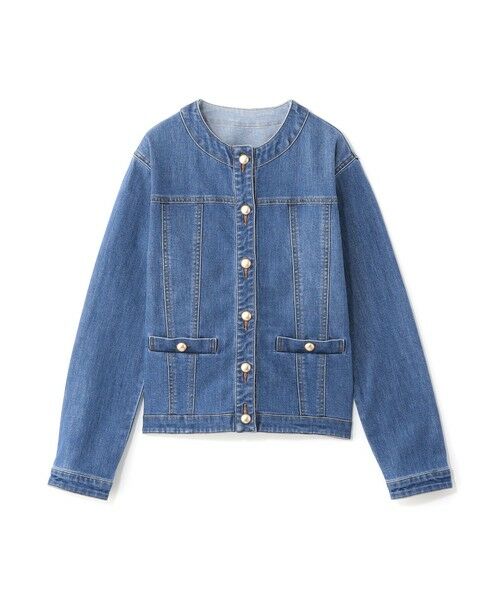 EPOCA / エポカ ノーカラージャケット | 【EPOCA STORIA】ノーカラーデニムジャケット(インディゴ)《WEB＆EPOCA THE SHOP店舗限定》（ネイビー2）