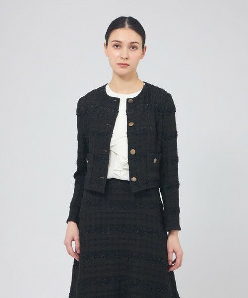 EPOCA / エポカ ノーカラージャケット | シアーライトツイード（ブラック1）