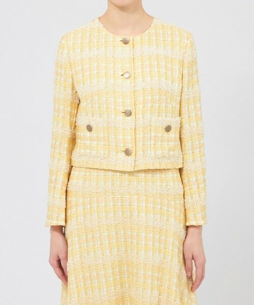 EPOCA / エポカ ノーカラージャケット | シアーライトツイード | 詳細4