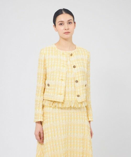 EPOCA / エポカ ノーカラージャケット | シアーライトツイード（イエロー1）