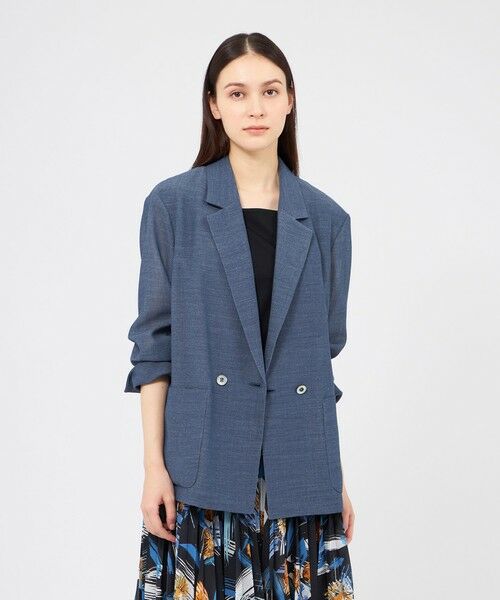 EPOCA / エポカ ノーカラージャケット | ラミーデニム テーラードジャケット（ブルー5）