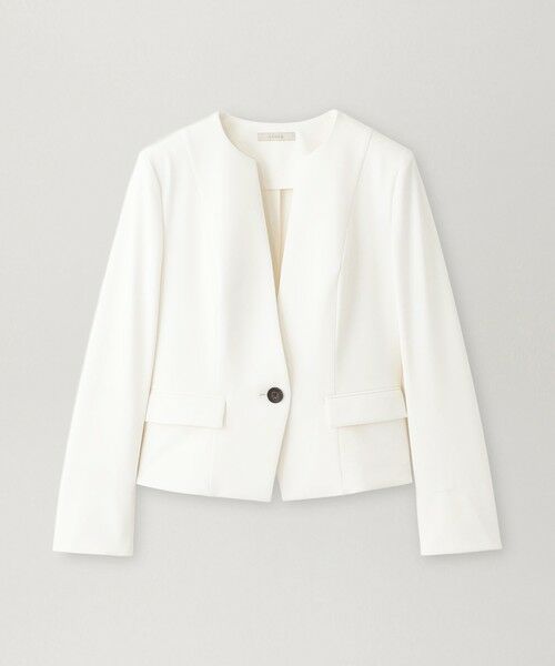 EPOCA / エポカ ノーカラージャケット | 【WEB＆一部店舗限定】 クリーンストレッチ ノーカラージャケット（オフホワイト1）