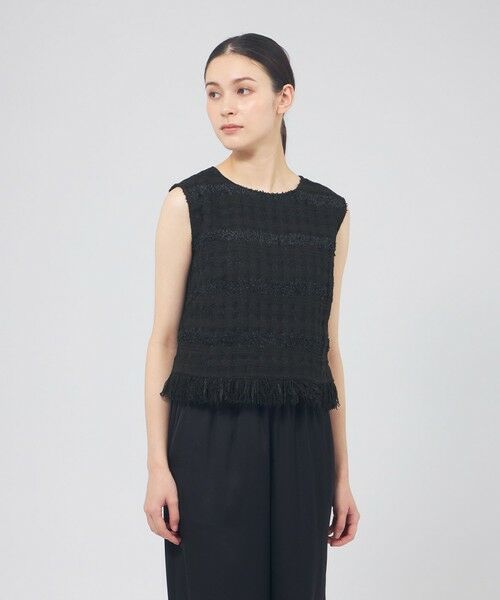 EPOCA / エポカ シャツ・ブラウス | シアーライトツイード ノースリーブブラウス（ブラック1）
