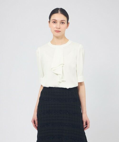 EPOCA / エポカ シャツ・ブラウス | バックサテンジョーゼット ラッフルブラウス（オフホワイト1）