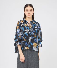 ペインティングベリス フリルネックブラウス