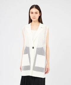 【La maglia estate】 メッシュニットロングジレ