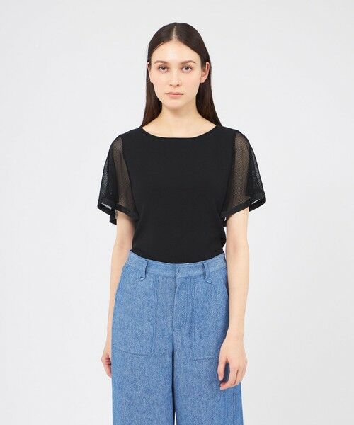 EPOCA / エポカ ニット・セーター | メッシュレイヤードニット 2WAYプルオーバー（ブラック1）