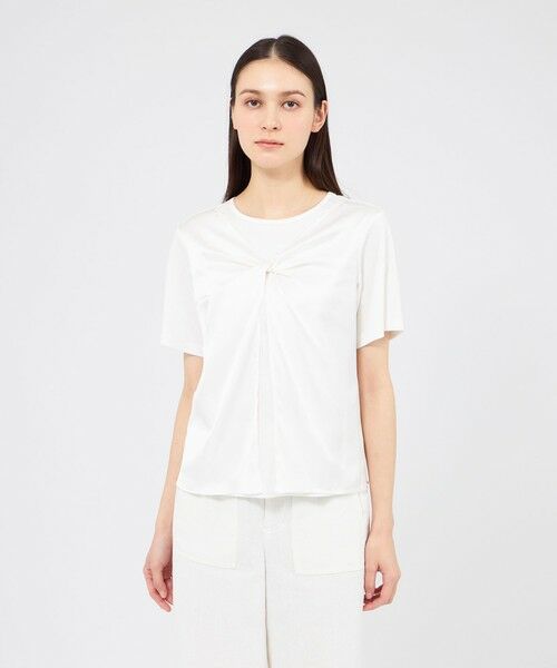 EPOCA / エポカ カットソー | サテンコンビジャージー デザインカットソー（ホワイト1）