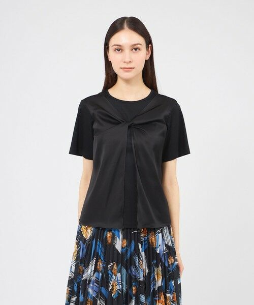 EPOCA / エポカ カットソー | サテンコンビジャージー デザインカットソー（ブラック1）