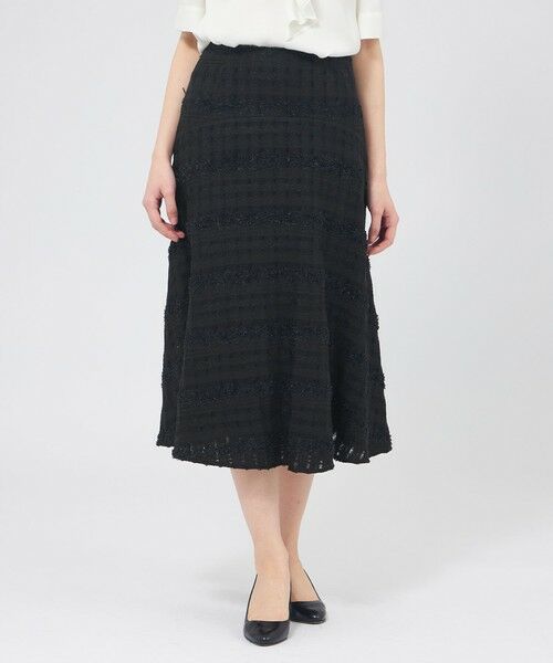 EPOCA / エポカ ロング・マキシ丈スカート | シアーライトツイード フレアスカート（ブラック1）