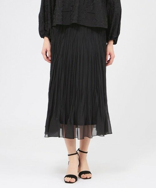 EPOCA / エポカ ロング・マキシ丈スカート | シアーオーガンジー プリーツスカート（ブラック1）