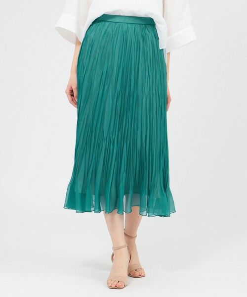 EPOCA / エポカ ロング・マキシ丈スカート | シアーオーガンジー プリーツスカート（グリーン1）