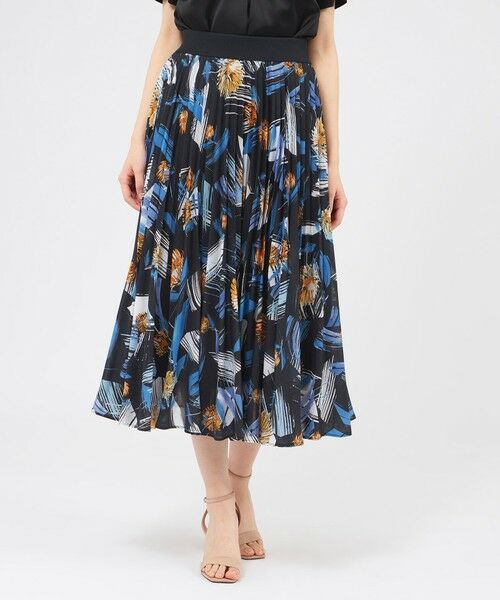 EPOCA / エポカ ロング・マキシ丈スカート | ペインティングベリス プリーツスカート（ブラック1）