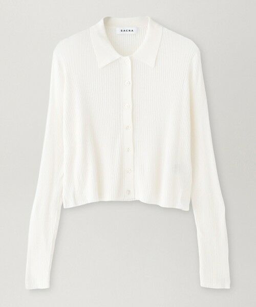 EPOCA / エポカ ニット・セーター | 【SACRA】ポロニットカーディガン《WEB＆EPOCA THE SHOP店舗限定》（ホワイト1）