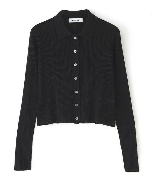 EPOCA / エポカ ニット・セーター | 【SACRA】ポロニットカーディガン《WEB＆EPOCA THE SHOP店舗限定》（ブラック1）