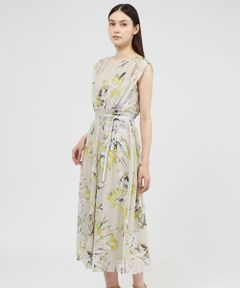 EPOCA / エポカ ロング・マキシ丈ワンピース | シアーピオニープリント ギャザーワンピース