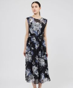 EPOCA / エポカ ロング・マキシ丈ワンピース | シアーピオニープリント ギャザーワンピース