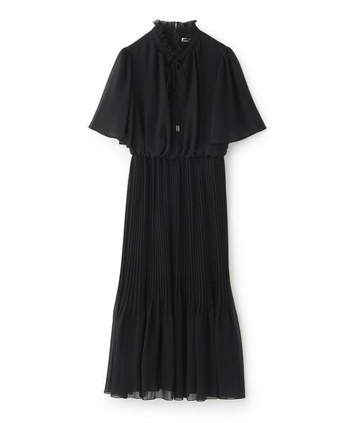 EPOCA / エポカ ロング・マキシ丈ワンピース | ドライジョーゼット プリーツワンピース（ブラック1）