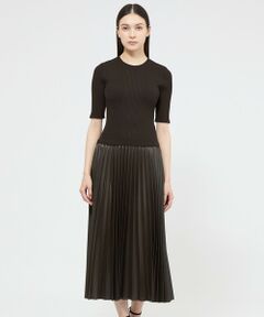 EPOCA / エポカ ロング・マキシ丈ワンピース | ライトレザーコンビニット プリーツワンピース