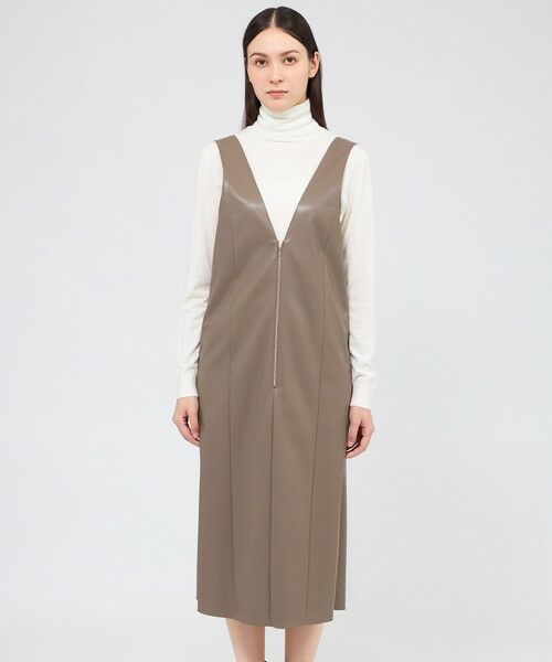 EPOCA / エポカ ロング・マキシ丈ワンピース | シンセティックレザー ジャンパースカート（モカ１）