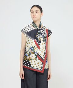 EPOCA / エポカ シャツ・ブラウス | パネルスカーフプリント ノースリーブブラウス