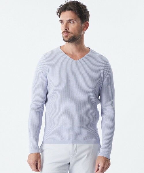 EPOCA UOMO/エポカ ウォモ Vネックリブニット パープル3 52 EPOCA UOMO/エポカ ウォモ Vネックリブニット パープル3 52