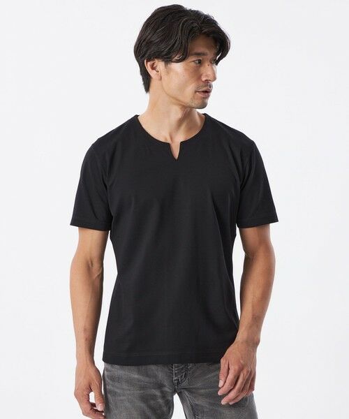 EPOCA UOMO / エポカ ウォモ その他トップス | ライトポンチキーネックカットソー(ブラック)