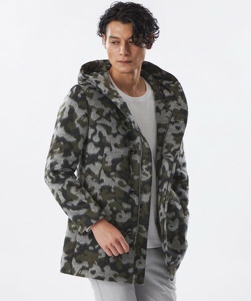 EPOCA UOMO / エポカ ウォモ その他アウター | 【PRIMA COLLECTION】カモフラフーデッドコート(チャコールグレー)
