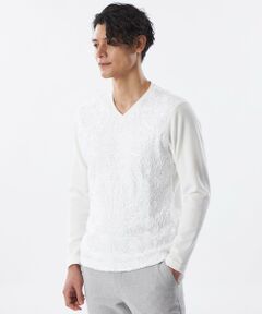 EPOCA UOMO / エポカ　ウォモ その他トップス | 【PRIMA COLLECTION】ストライプベロア刺繍ロングスリーブTシャツ