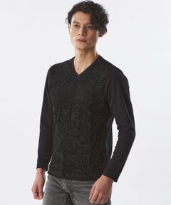 EPOCA UOMO / エポカ　ウォモ その他トップス | 【PRIMA COLLECTION】ストライプベロア刺繍ロングスリーブTシャツ